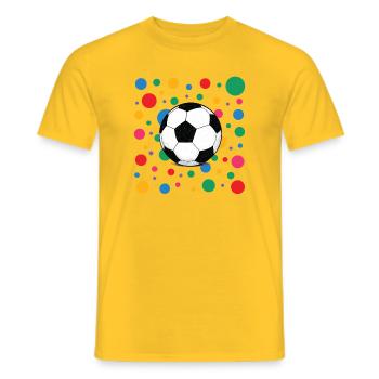 Fleckiges Shirt Fußball mit buntem Konfetti - Männer T-Shirt - Gelb - Vorne - AI Model Male 178 dark (178cm)