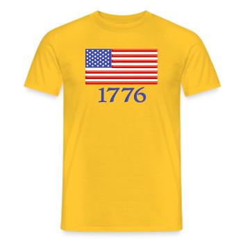 1776 American Flag Embroidered - Men's T-Shirt - yellow - Front - AI Model Male 178 dark (178cm)