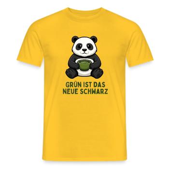 Panda Coffee Time Boisson au thé vert - T-shirt homme - jaune - Devant - AI Model Male 178 dark (178cm)