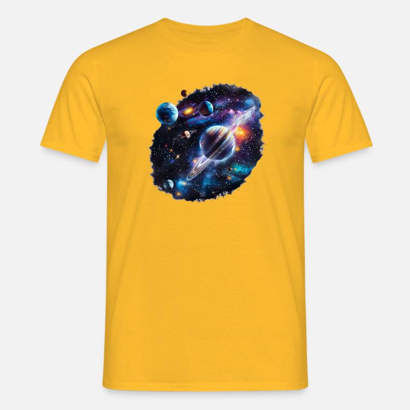 Galactic Planetary System Pattern - Men's T-Shirt - yellow
