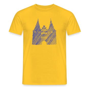 Lübeck Wahrzeichen Blau | Scribble Look - Männer T-Shirt - Gelb - Vorne - AI Model Male 178 dark (178cm)