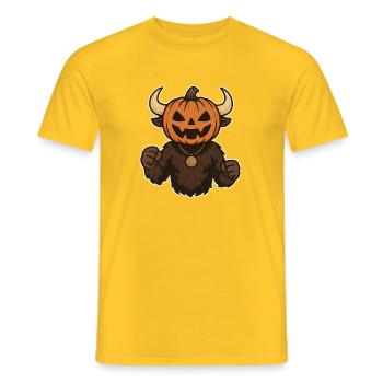 Kürbismonster mit Fell Halloween - Männer T-Shirt - Gelb - Vorne - AI Model Male 178 dark (178cm)