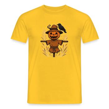 Kürbisgespenst Scheuch mit Rabe - Männer T-Shirt - Gelb - Vorne - AI Model Male 178 dark (178cm)