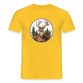 Hirsch im Waldkranz - Männer T-Shirt - Gelb - Vorne - AI Model Male 178 dark (178cm)