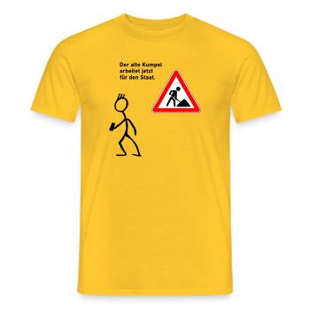 Work for the state - Men's T-Shirt - yellow - Front - AI Model Male 178 dark (178cm)