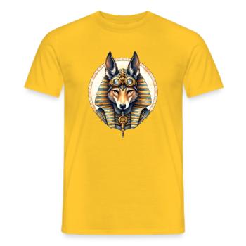 Egyptian Husky Steampunk Style - Men's T-Shirt - yellow - Front - AI Model Male 178 dark (178cm)
