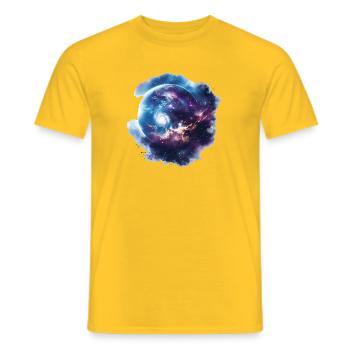 Cosmic Vortex Galaxy - Men's T-Shirt - yellow - Front - AI Model Male 178 dark (178cm)