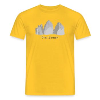 Drei Zinnen Mountain Trio - Männer T-Shirt - Gelb - Vorne - AI Model Male 178 dark (178cm)