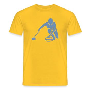 Minimalistisches Curling Silhouette Sport - Männer T-Shirt - Gelb - Vorne - AI Model Male 178 dark (178cm)