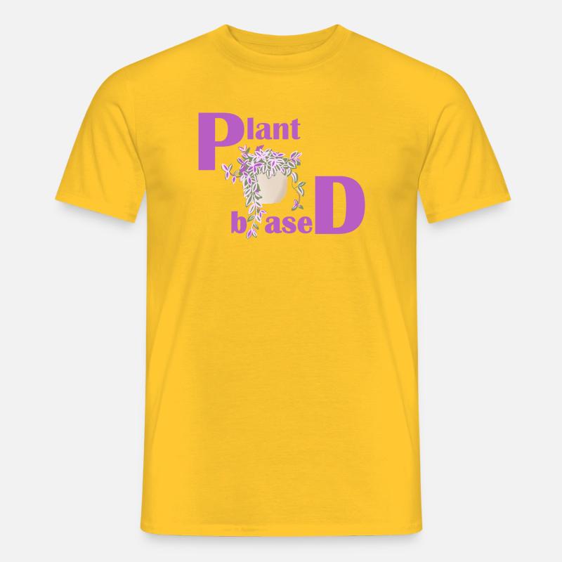 Plant Based – Pinkes Design Topfpflanze - Männer T-Shirt - Gelb