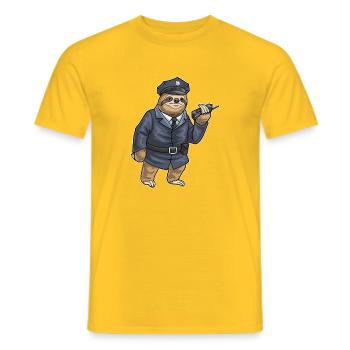 paresseux policier micro police - T-shirt homme - jaune - Devant - AI Model Male 178 dark (178cm)
