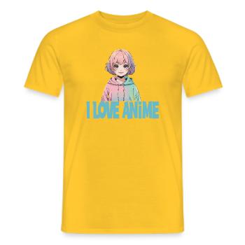 I LOVE ANIME Kawaii Manga Girl Pastel Otaku - Men's T-Shirt - yellow - Front - AI Model Male 178 dark (178cm)
