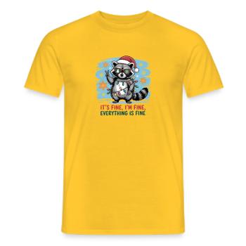 Christmas mystical raccoon with string lights - Men's T-Shirt - yellow - Front - AI Model Male 178 dark (178cm)