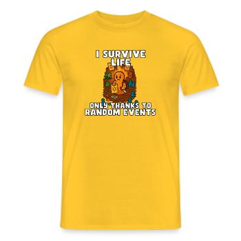 Survivre à la vie grâce à des événements aléatoires - T-shirt homme - jaune - Devant - AI Model Male 178 dark (178cm)
