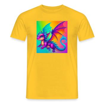 Drache - Männer T-Shirt - Gelb - Vorne - AI Model Male 178 dark (178cm)