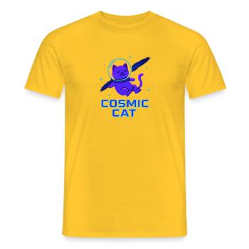 Cosmic Cat Neon - Men's T-Shirt - yellow - Front - AI Model Male 178 dark (178cm)
