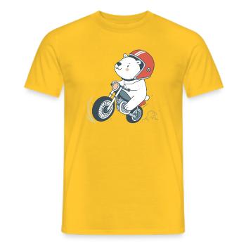 Cartoonish Biker Bear - Men's T-Shirt - yellow - Front - AI Model Male 178 dark (178cm)