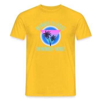 Retired in 2025 –! Sun & Palmia - Men's T-Shirt - yellow - Front - AI Model Male 178 dark (178cm)