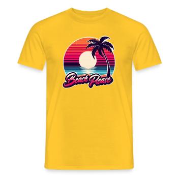 Beach Sunset Beach Please - Men's T-Shirt - yellow - Front - AI Model Male 178 dark (178cm)