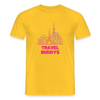 Travel Buddys Neon Skyline Urlaub Reisen  - Männer T-Shirt - Gelb - Vorne - AI Model Male 178 dark (178cm)