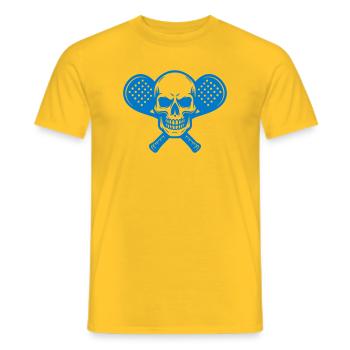 Head Skeleton Lacrosse Heart Logo - Men's T-Shirt - yellow - Front - AI Model Male 178 dark (178cm)