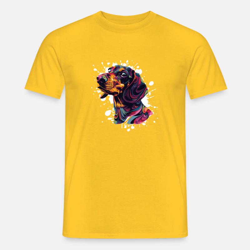 Farbenfroher Hundenkopf Splatterkunst - Männer T-Shirt - Gelb
