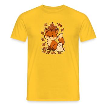 Autumnal fox with leaves - Men's T-Shirt - yellow - Front - AI Model Male 178 dark (178cm)