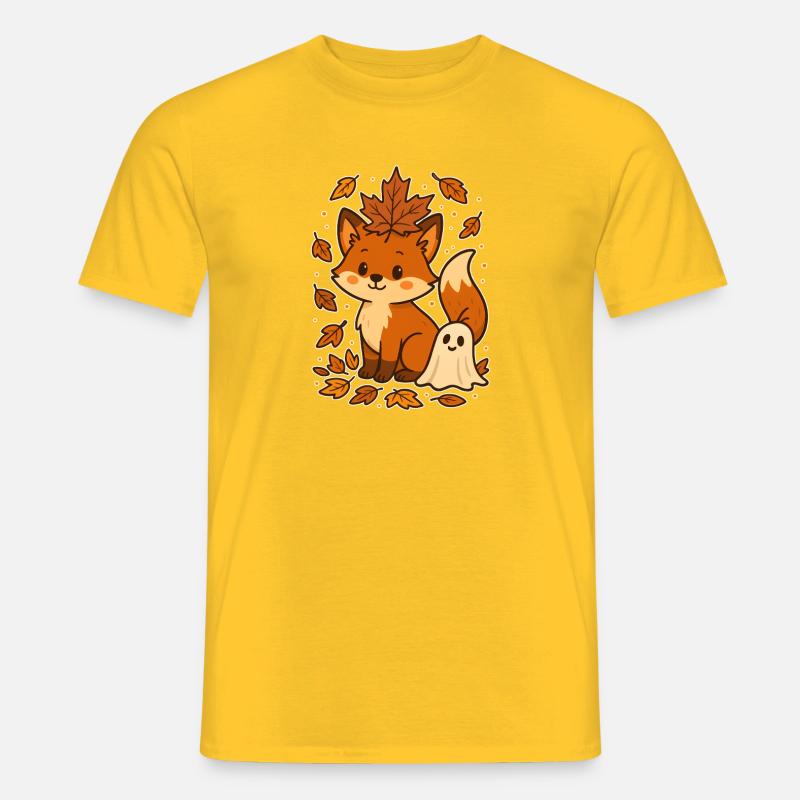 Herbstlicher Fuchs mit Blättern - Männer T-Shirt - Gelb