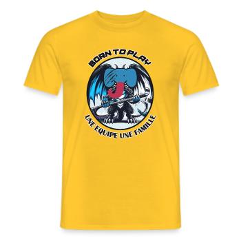 Né pour jouer au hockey sur glace Monster - T-shirt homme - jaune - Devant - AI Model Male 178 dark (178cm)