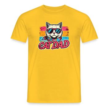 Cat Dad Retro Sunglasses, Love Cats  - Men's T-Shirt - yellow - Front - AI Model Male 178 dark (178cm)