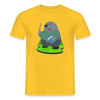Mole Teacher Book School - Men's T-Shirt - yellow - Front - AI Model Male 178 dark (178cm)