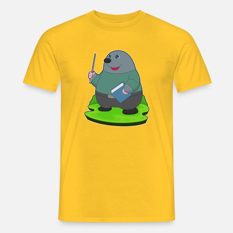 Maulwurf Lehrer Buch Schule - Männer T-Shirt - Gelb