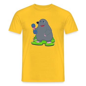 Mole Bodybuilder Dumbbell Bodybuilding - Men's T-Shirt - yellow - Front - AI Model Male 178 dark (178cm)