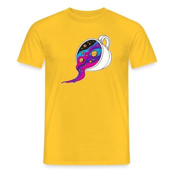 Cosmic Coffee Mug Galaxy River - Men's T-Shirt - yellow - Front - AI Model Male 178 dark (178cm)