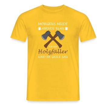 Forestry worker lumberjack forester felling trees - Men's T-Shirt - yellow - Front - AI Model Male 178 dark (178cm)