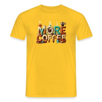 More coffee - Men's T-Shirt - yellow - Front - AI Model Male 178 dark (178cm)
