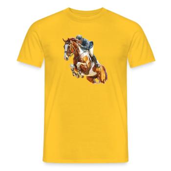Cavalier au galop en saut - T-shirt homme - jaune - Devant - AI Model Male 178 dark (178cm)