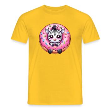 Lustiges Zebra Donut Süßigkeit Nachtisch Comic - Männer T-Shirt - Gelb - Vorne - AI Model Male 178 dark (178cm)