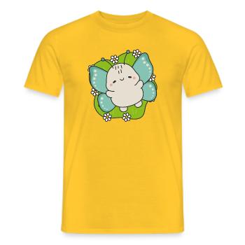 Kawaii butterfly on green leaf - Men's T-Shirt - yellow - Front - AI Model Male 178 dark (178cm)