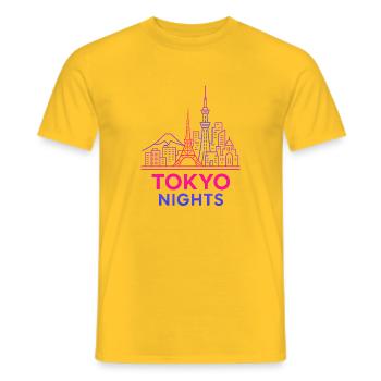 Tokyo Nights Neon Skyline Japan Design  - Männer T-Shirt - Gelb - Vorne - AI Model Male 178 dark (178cm)