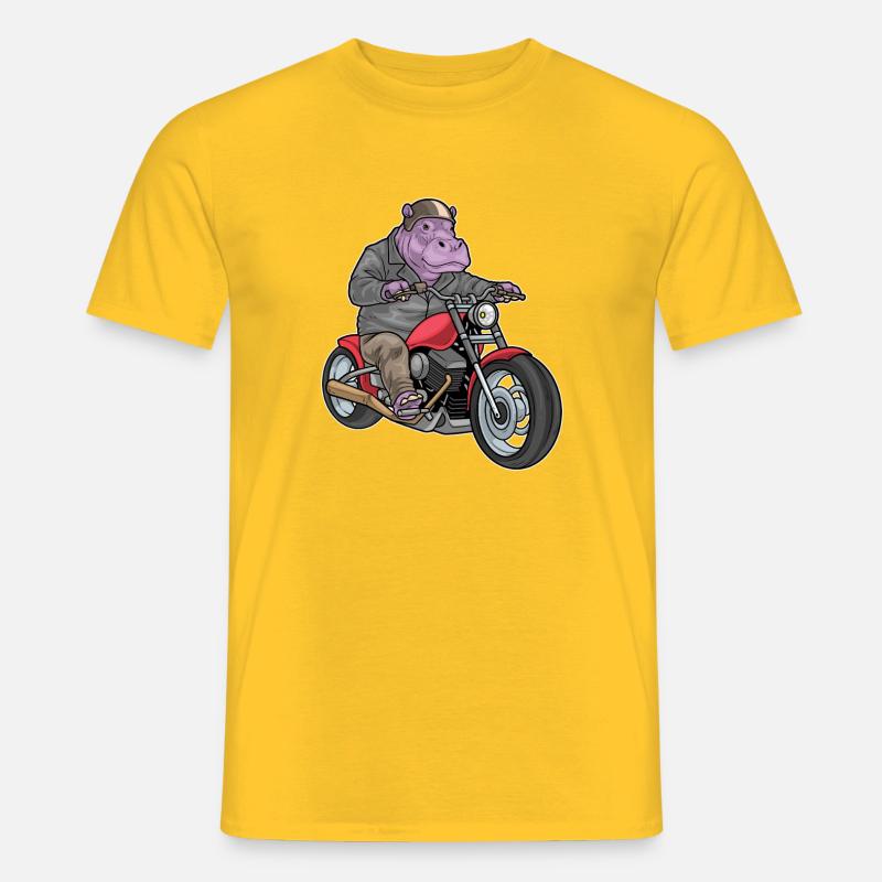 Nilpferd Motorrad - Männer T-Shirt - Gelb