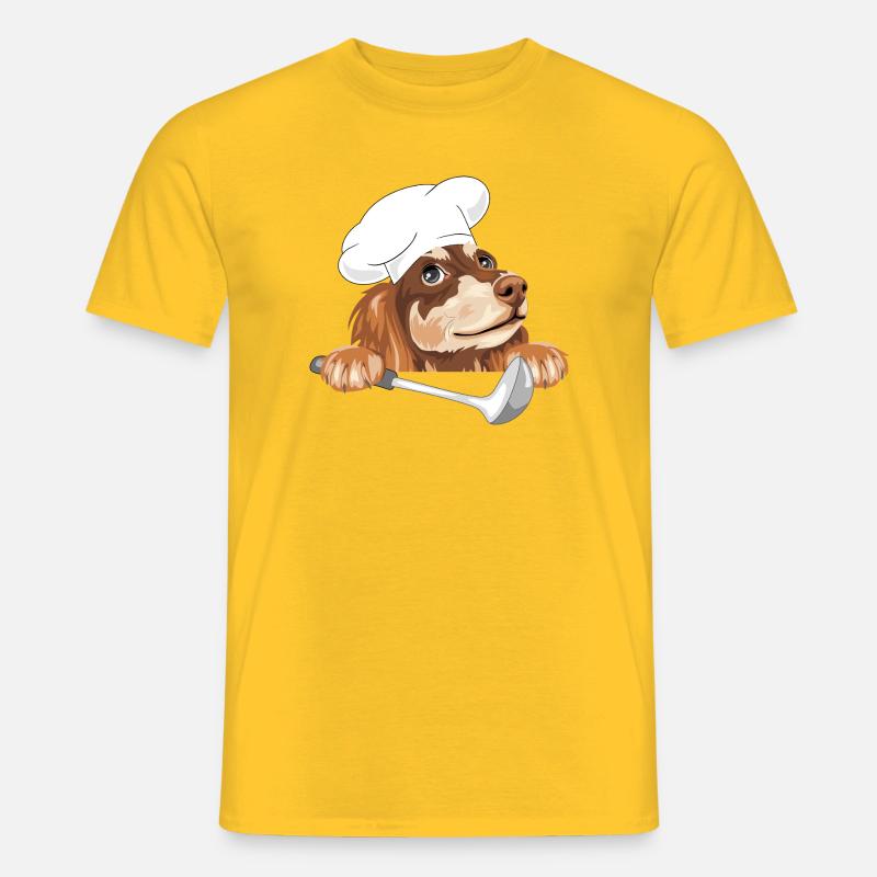 Träumender Dackel Koch mit Schöpfkelle - Männer T-Shirt - Gelb