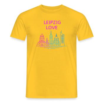 Leipzig Love Skyline Silhouette City Stadt  - Männer T-Shirt - Gelb - Vorne - AI Model Male 178 dark (178cm)