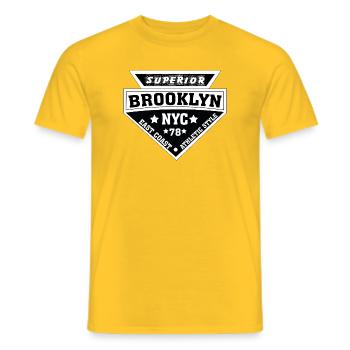 Brooklyn NYC Athletic Shield - Men's T-Shirt - yellow - Front - AI Model Male 178 dark (178cm)