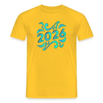 YEAR 2026 - Men's T-Shirt - yellow - Front - AI Model Male 178 dark (178cm)