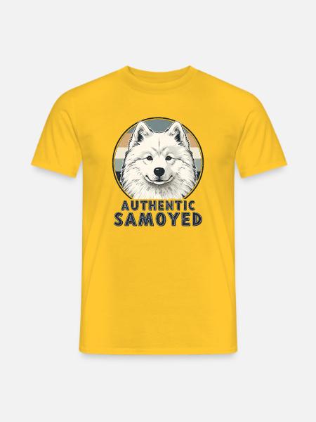 Authentic Samoyed Lächeln Retro Hund - Männer T-Shirt - Gelb