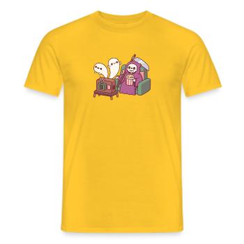 Süßer Sensenmann Mit Popcorn Und Fliegenden Geistern - Männer T-Shirt - Gelb - Vorne - AI Model Male 178 dark (178cm)