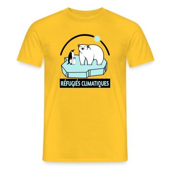 Réfugiés climatiques - T-shirt homme - jaune - Devant - AI Model Male 178 dark (178cm)