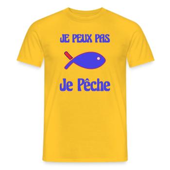 PÊCHE. RETRAITE. RETRAITE. RETRAITEE - T-shirt homme - jaune - Devant - AI Model Male 178 dark (178cm)