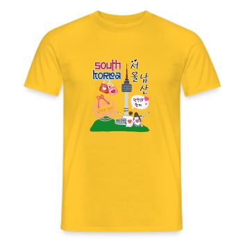 Seoul Love – Namsan Tower Couple Design - Men's T-Shirt - yellow - Front - AI Model Male 178 dark (178cm)